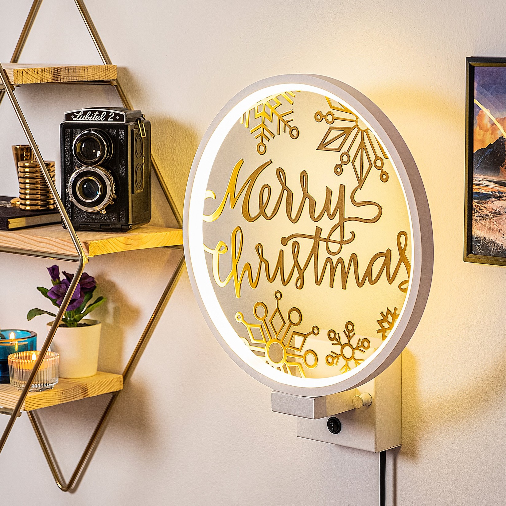 Opviq Zidna lampa, bijelo-zlatna