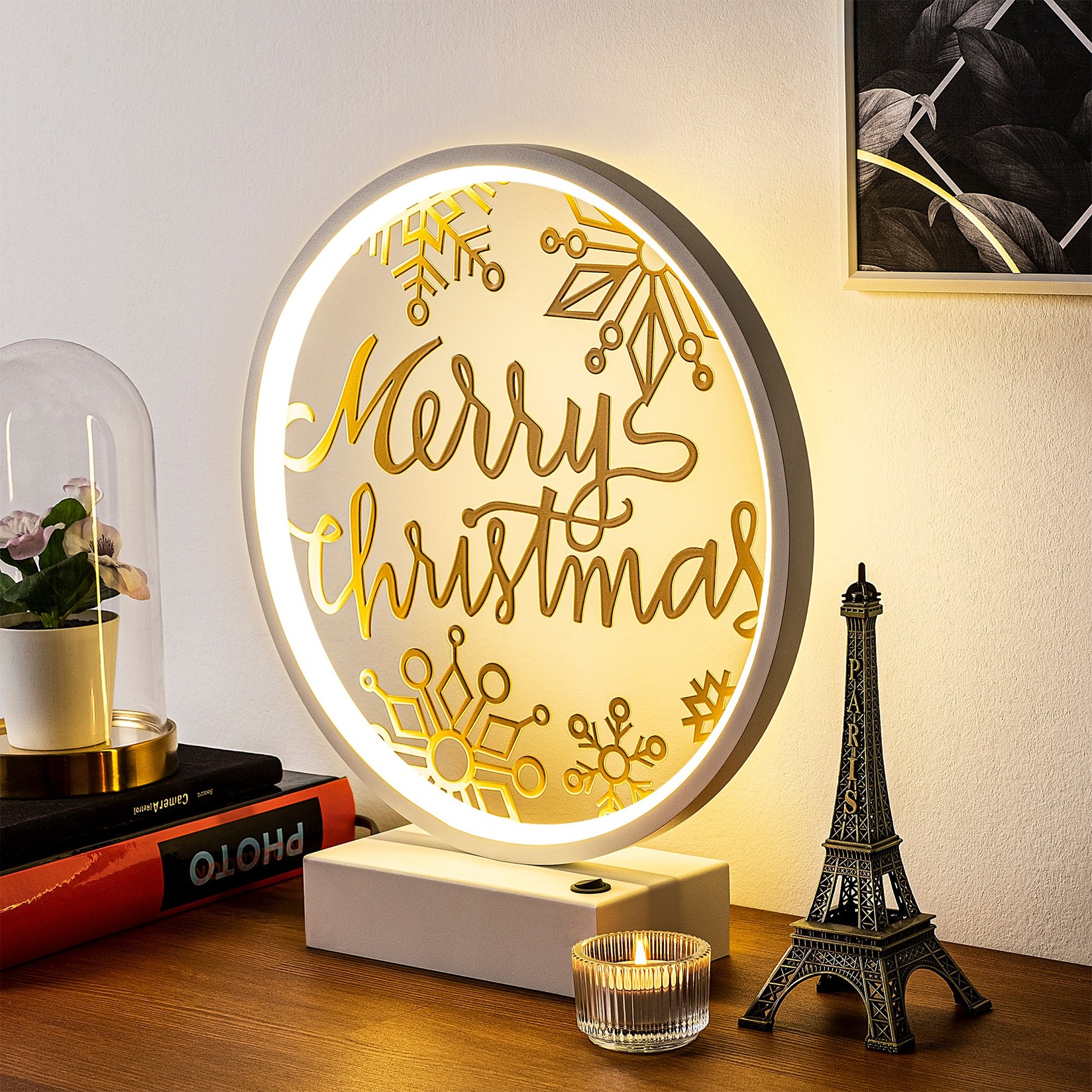 Opviq Stona lampa, Bijelo-zlatna