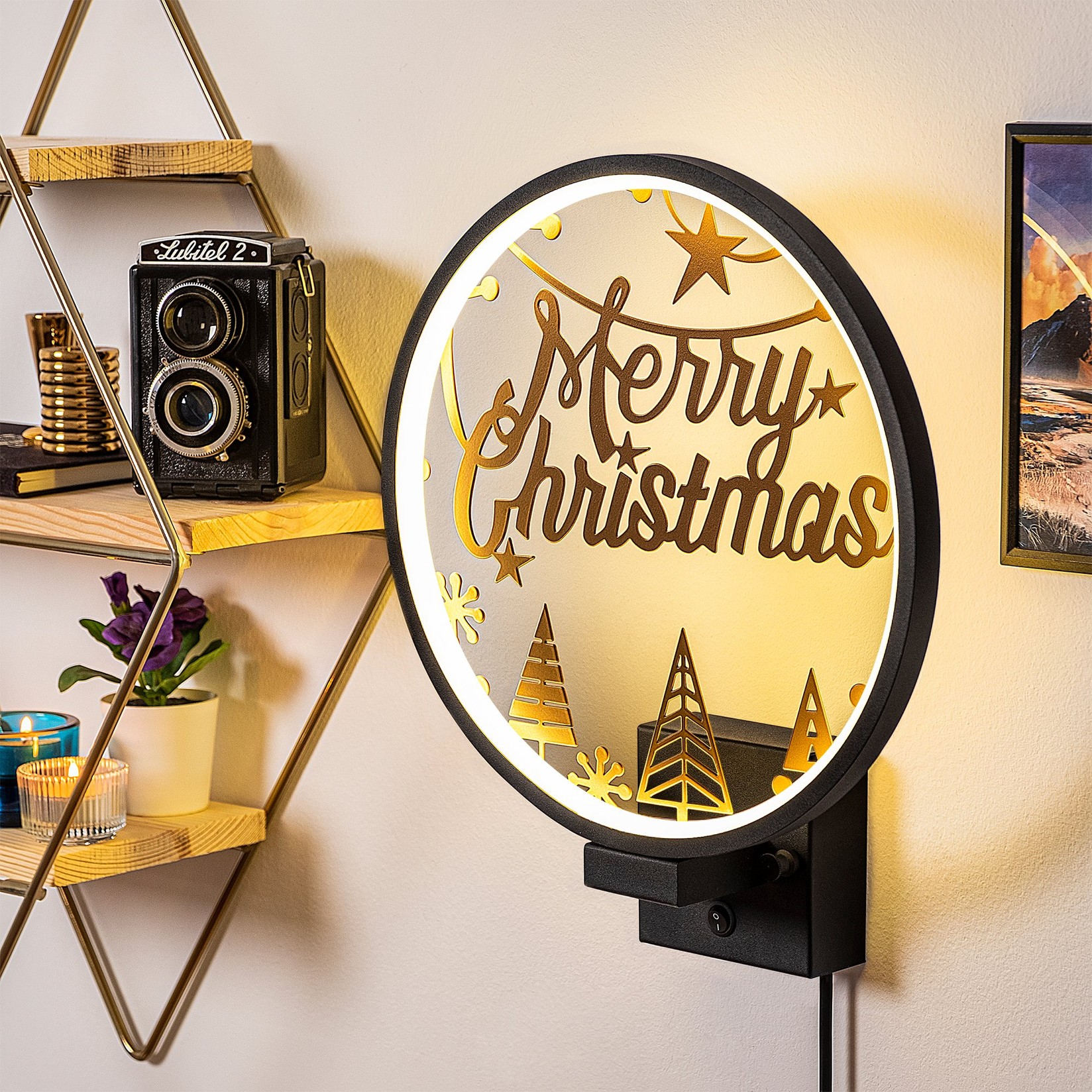 Opviq zidna lampa, crno-bakrena