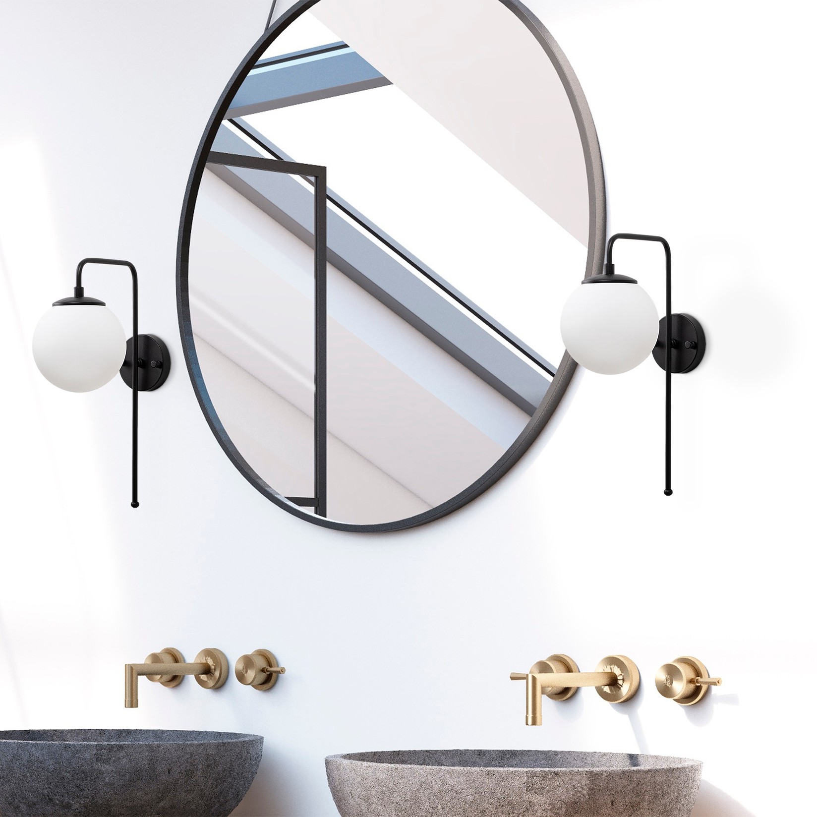 Opviq Zidna lampa E14 Grlo, Crno-bijela