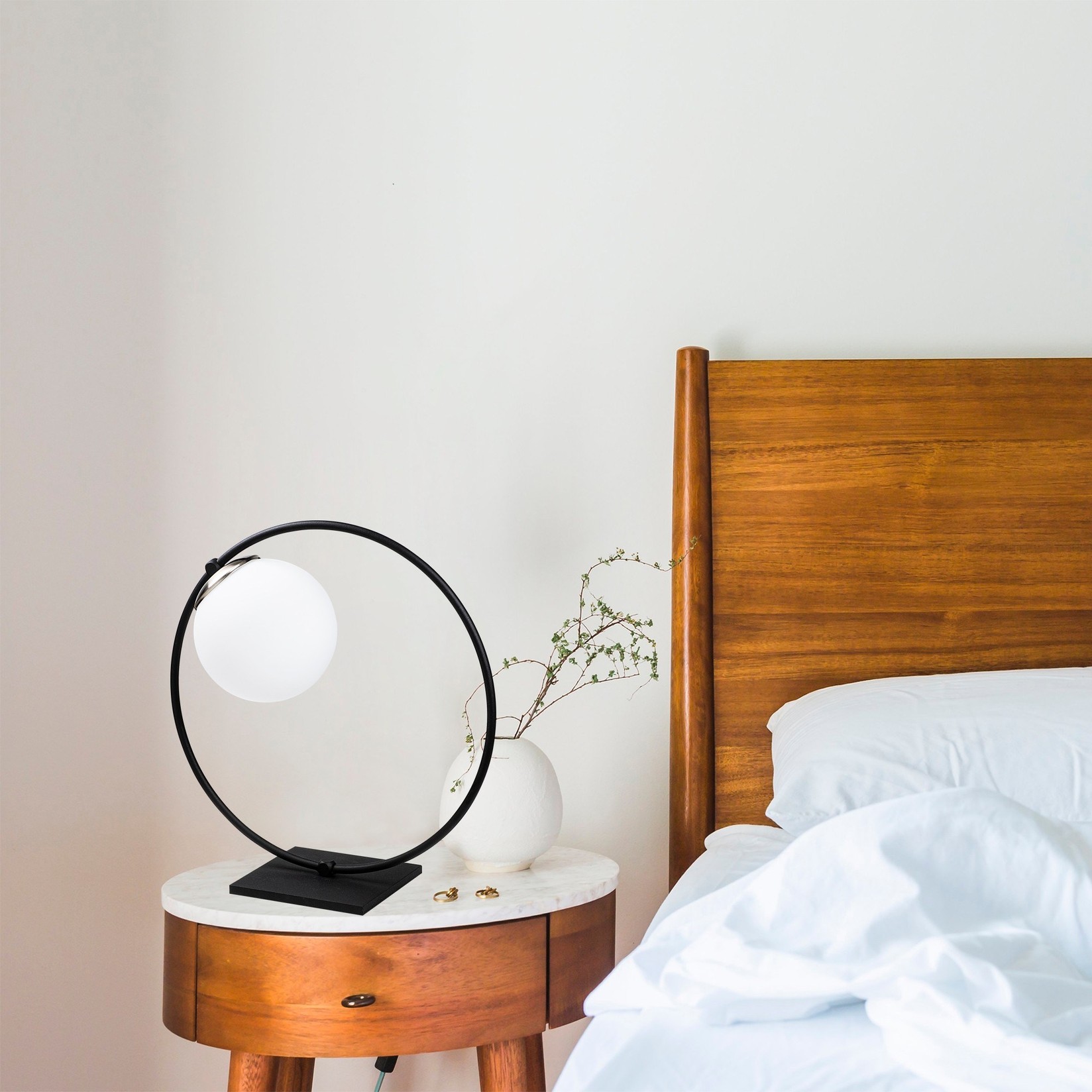 Opviq Stona lampa E27 Max 40W, Crno-bijela