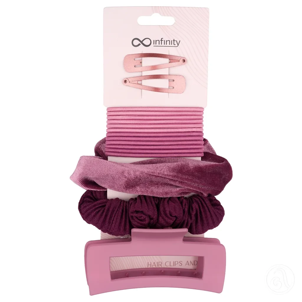 Infinity Set šnala i gumica za kosu, Tamnoroze