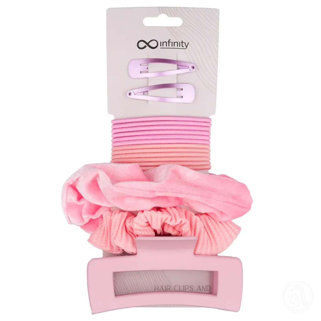 Infinity Set šnala i gumica za kosu, Svetloroze