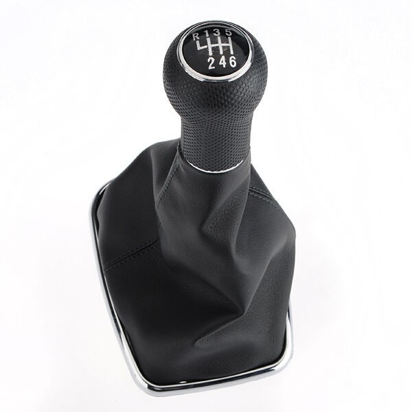 Ručka mjenjača sa 6 brzina sa kožom VW Golf IV 1997-2006, Hrom okvir, FI23mm, Crna