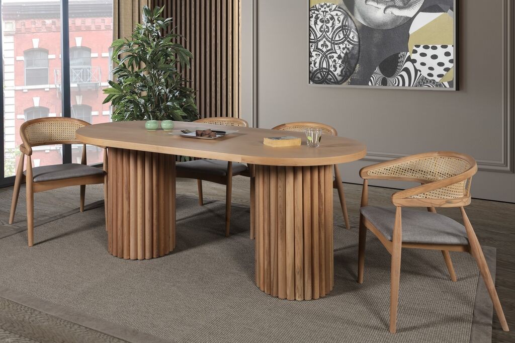 Hanah Home Trpezarijski sto i stolice Danyi, 170x90x75 cm, 4 stolice, Smeđa