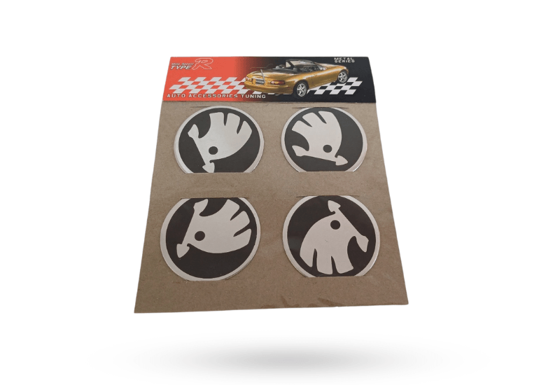 Amblem silikonski Škoda, fi55mm, 4 komada, Crni