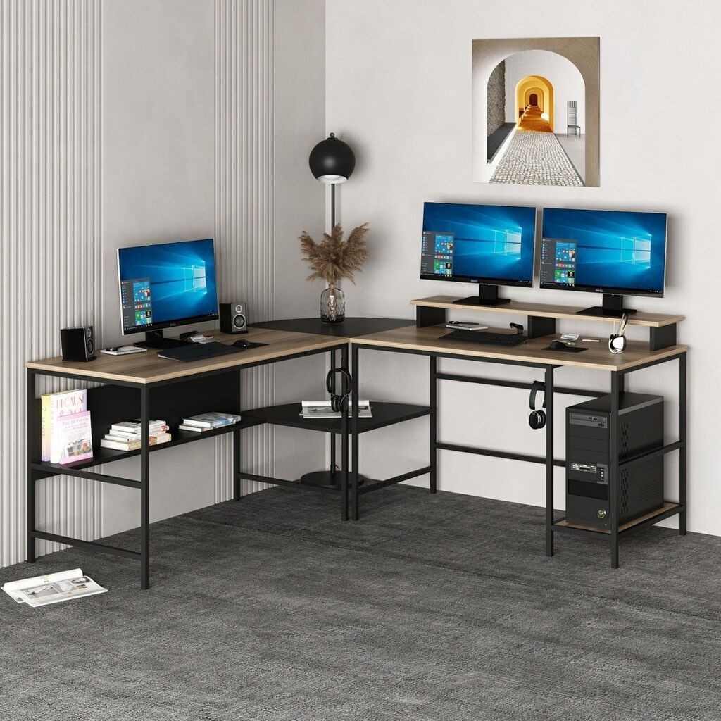 Hanah Kućni radni sto Greta L mat, 180x60x74 cm, smeđa