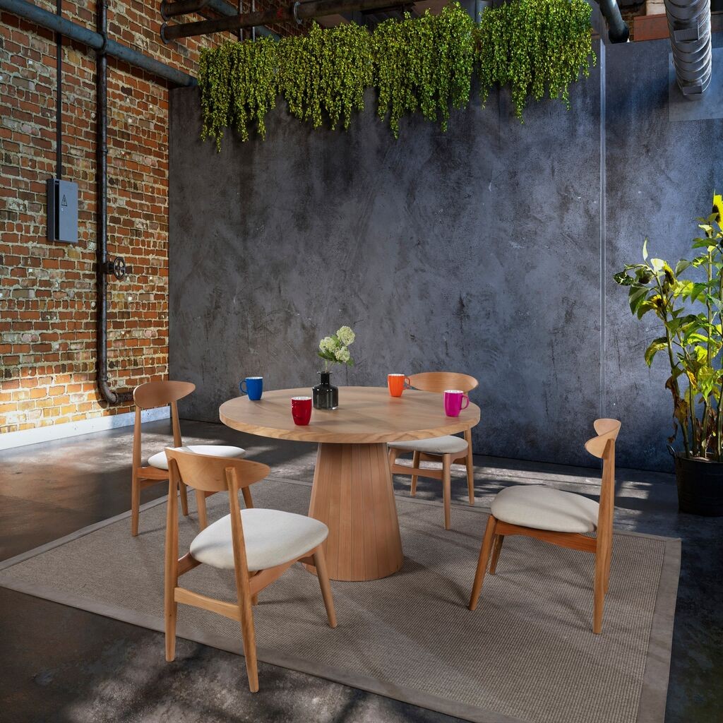 Hanah Home Trpezarijski sto i stolice Albero142, 120 cm, 4 stolice, Smeđa