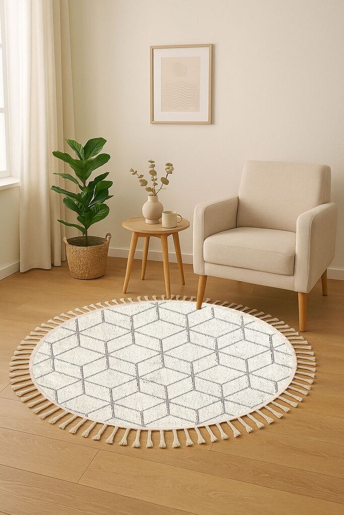 Conceptum Hypnose Tepih Bukle 1407, O160 cm, Bijeli