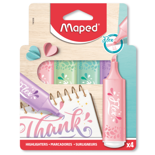 Maped Markeri za tekst Flex, Pastel, 4 komada