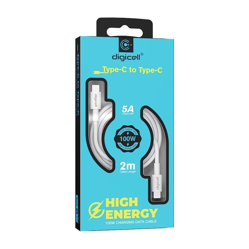 Digicell Visokoenergetski USB kabl Type-C na Type-C 100W 2m, Bijeli