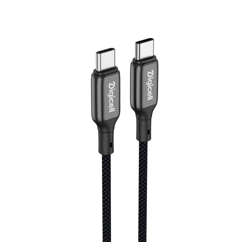 Digicell Zinc pleteni Type-C to Type-C kabl 60W, Crni