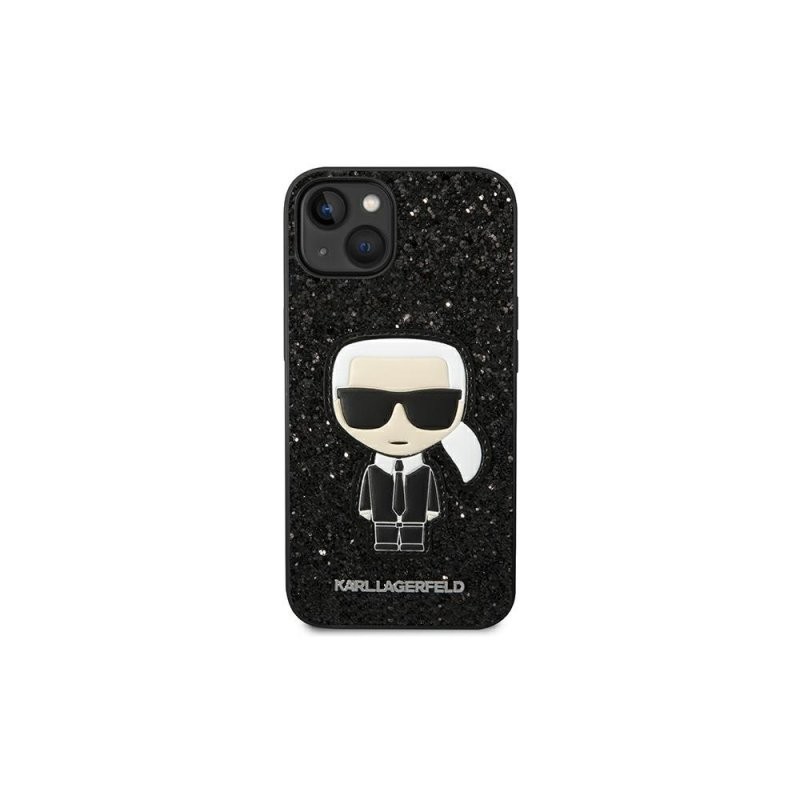 Karl Lagerfeld Maska sa šljokicama za iPhone 14, Crna