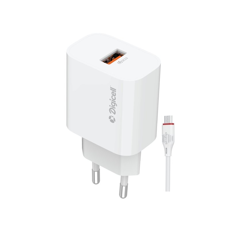 Digicell Punjač Sierra set micro 3.0QC 18W, Bijeli