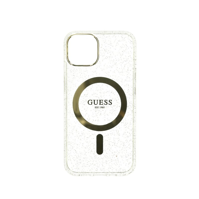 Guess Maska MagSafe sa zlatnim šljokicama za iPhone 13, Providna