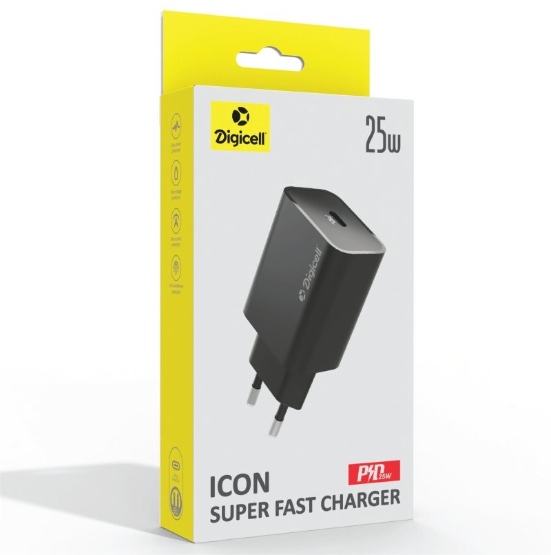 Digicell Icon Super brzi punjač PD 25W, Crni