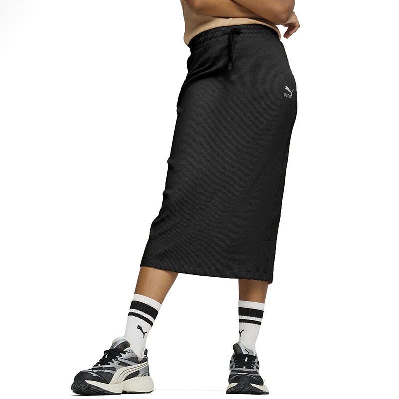Puma Ženska suknja Classics Ribbed, Midi, Crna