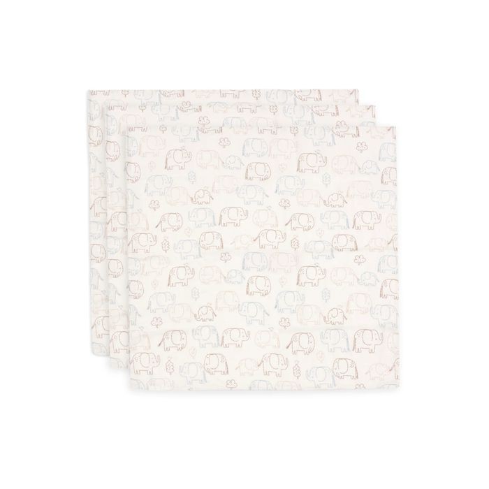 Jollein Set od 3 muslin pelene Elephant Tales, Bijele