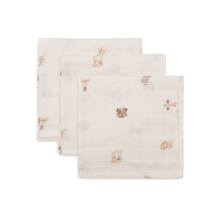 Jollein Set od 3 muslin krpice Animal Friends, Svijetlo roze