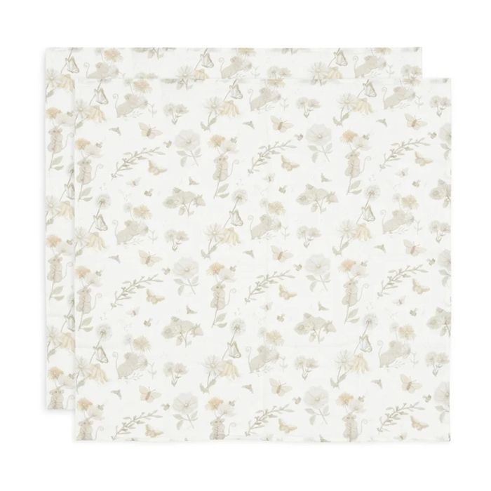 Jollein Set od 2 muslin pelene Dreamy Mouse, Bijele