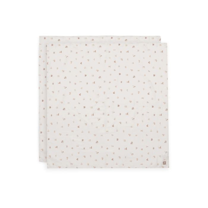 Jollein Set od 2 muslin pelene za povijanje Animal Friends, Bijele