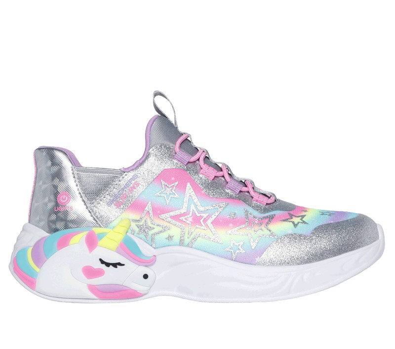 Skechers patike za djevojčice Unicorn Dreams, mrežaste, srebrne boje