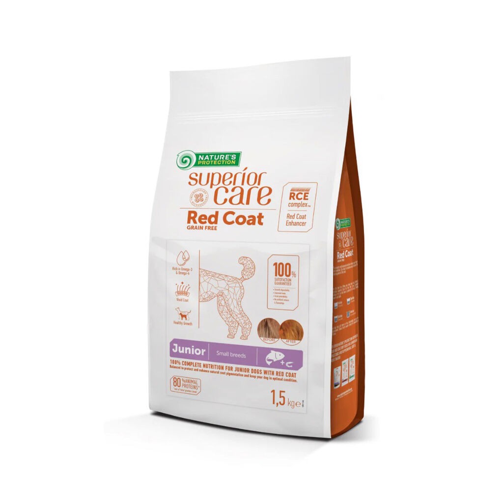 Nature's Protection Hrana za pse sa crvenom dlakom Superior Care Small Breeds Junior, Losos, 1.5 kg