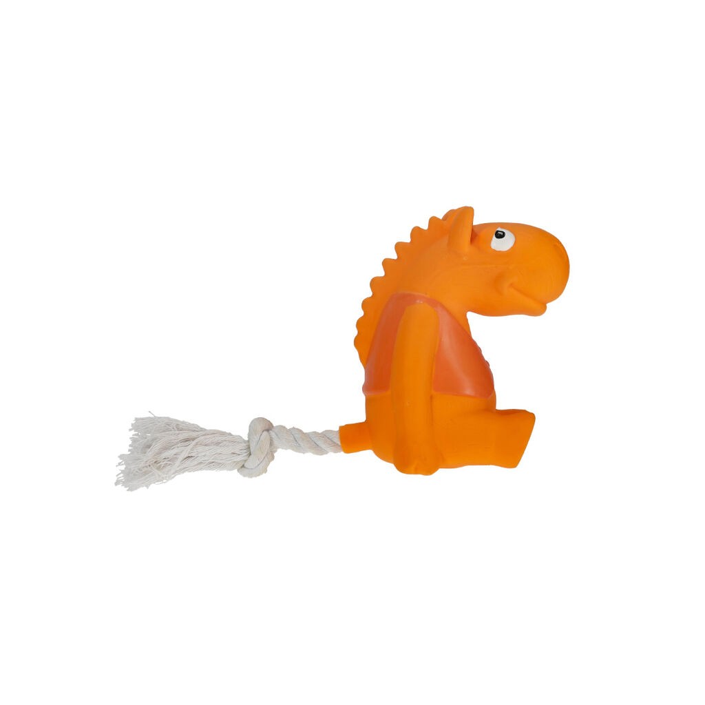Misoko Nilski konj sa konopcem za pse Latex, 21 cm, Narandžasti