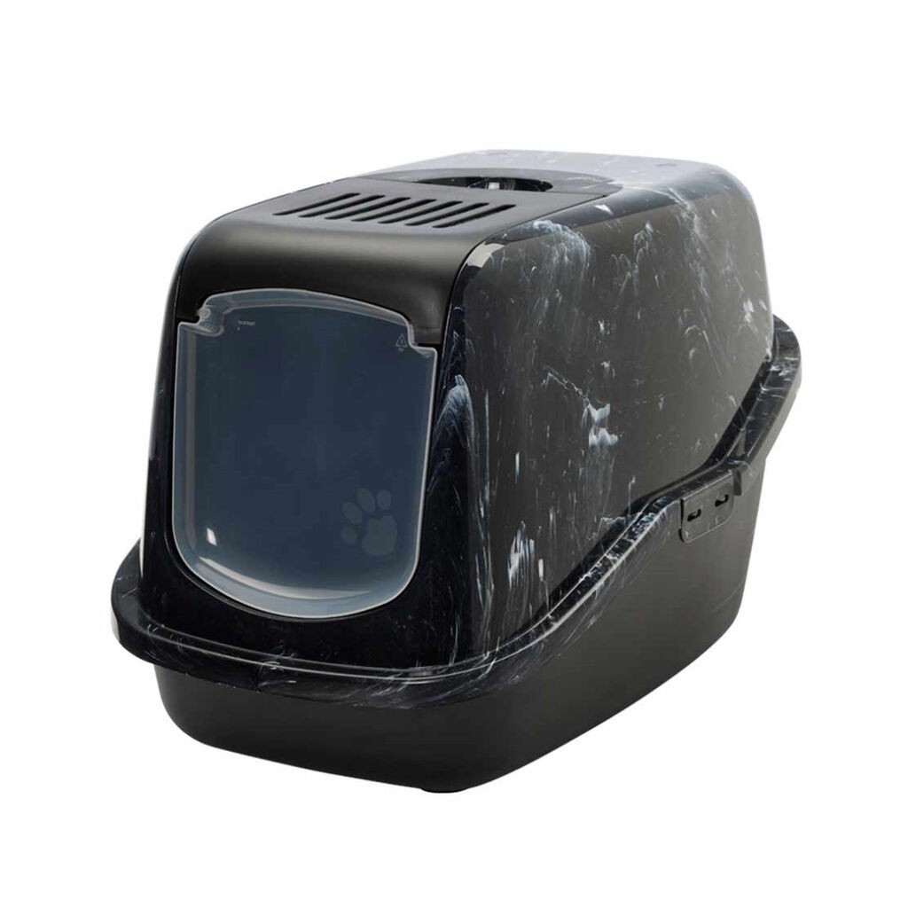 Nobby Toalet za mačke zatvoreni Savic Nestor Marble, 56x39x38.5 cm, Crno-bijeli