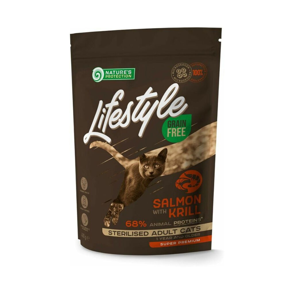 Nature's Protection Hrana za mačke Lifestyle Sterilised, Losos i Račići, 400 g