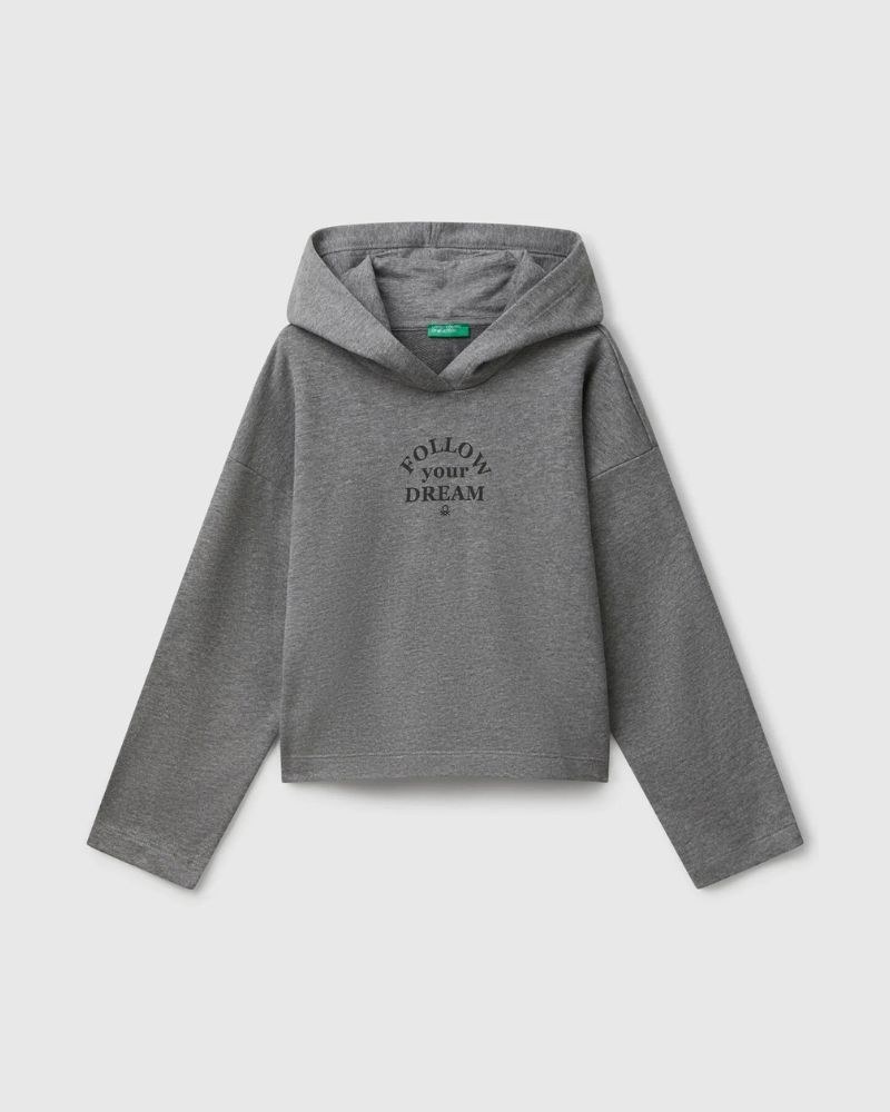 Benetton Majica sa kapuljačom sa djevojčice 3NBMC2053G-507-EL, Siva