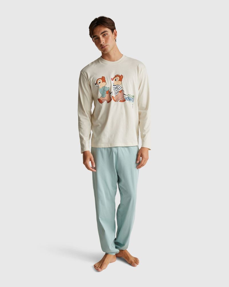 Benetton Muška pidžama 30964P02Y-0L8-XL, Zeleno-bijela