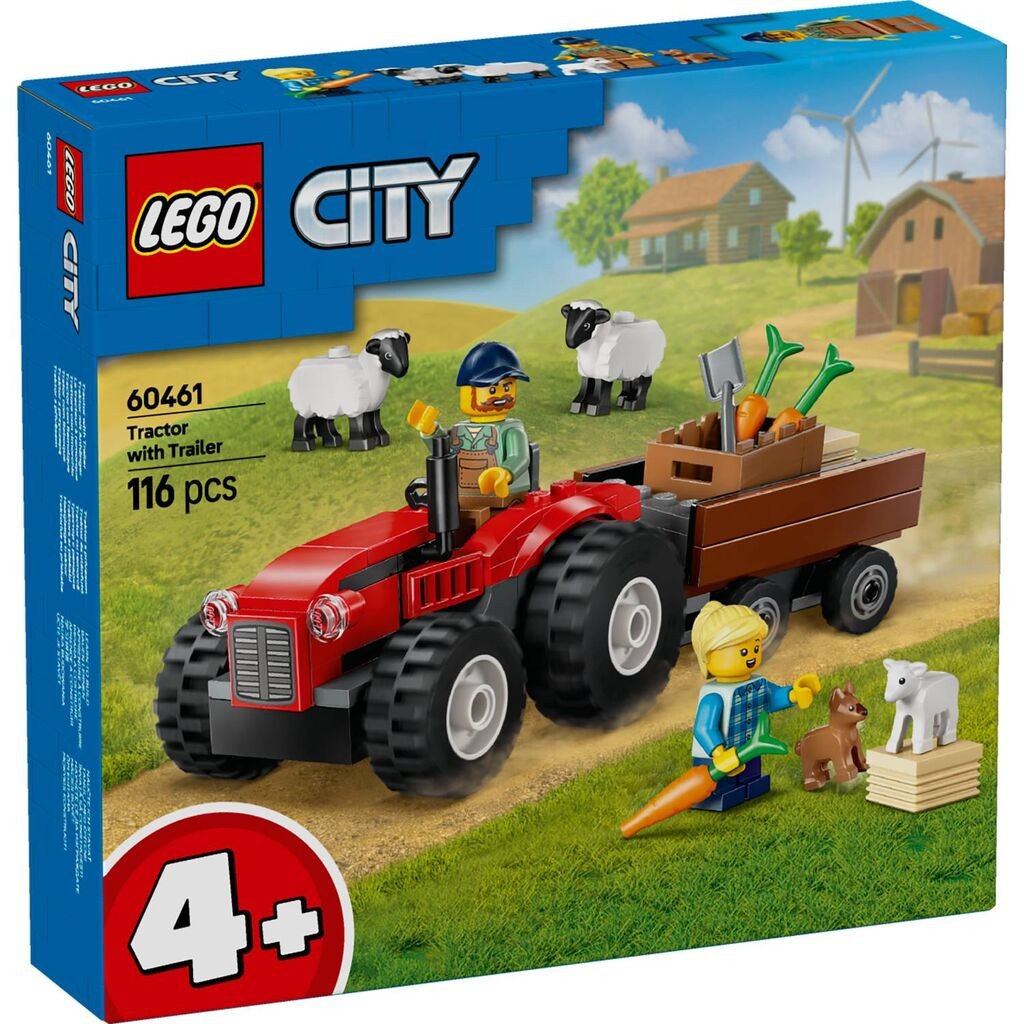 LEGO City Crveni poljoprivredni traktor s prikolicom i ovcama 60461