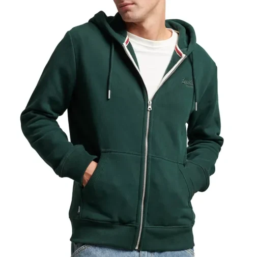 Superdry Muški duks Essential logo, Zimzeleni