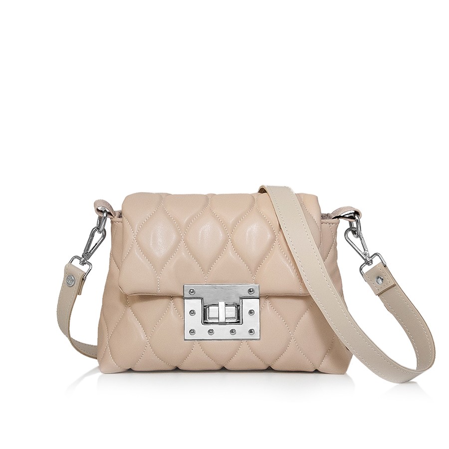 Lovely Bag April - Tamno Bež Torba, Srebreni Metal