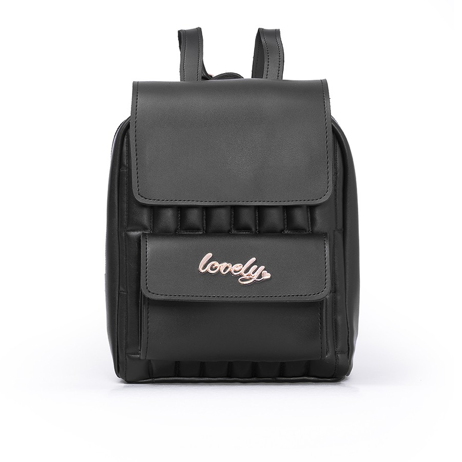 Lovely Bag Bruna - Crni Ruksak, Zlatni Metal