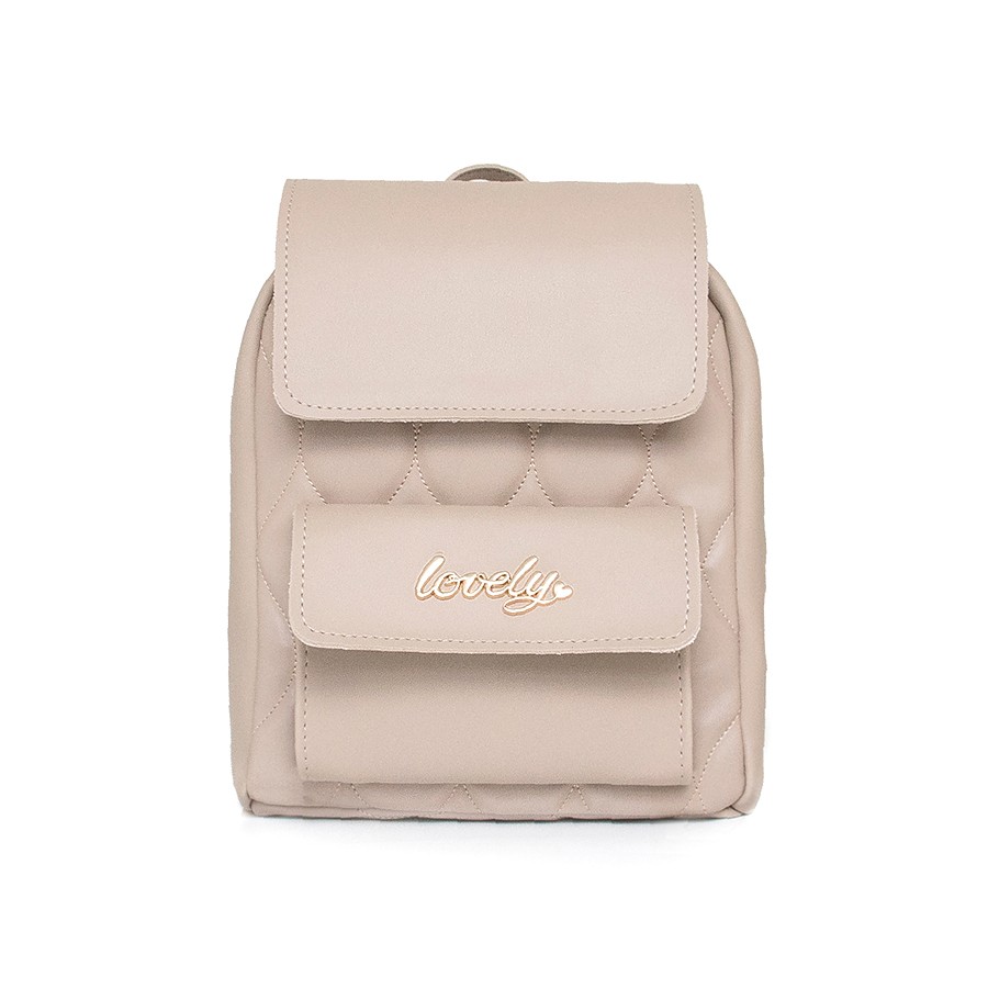 Lovely Bag Bruna - Tamno Bež Ruksak, Zlatni Metal