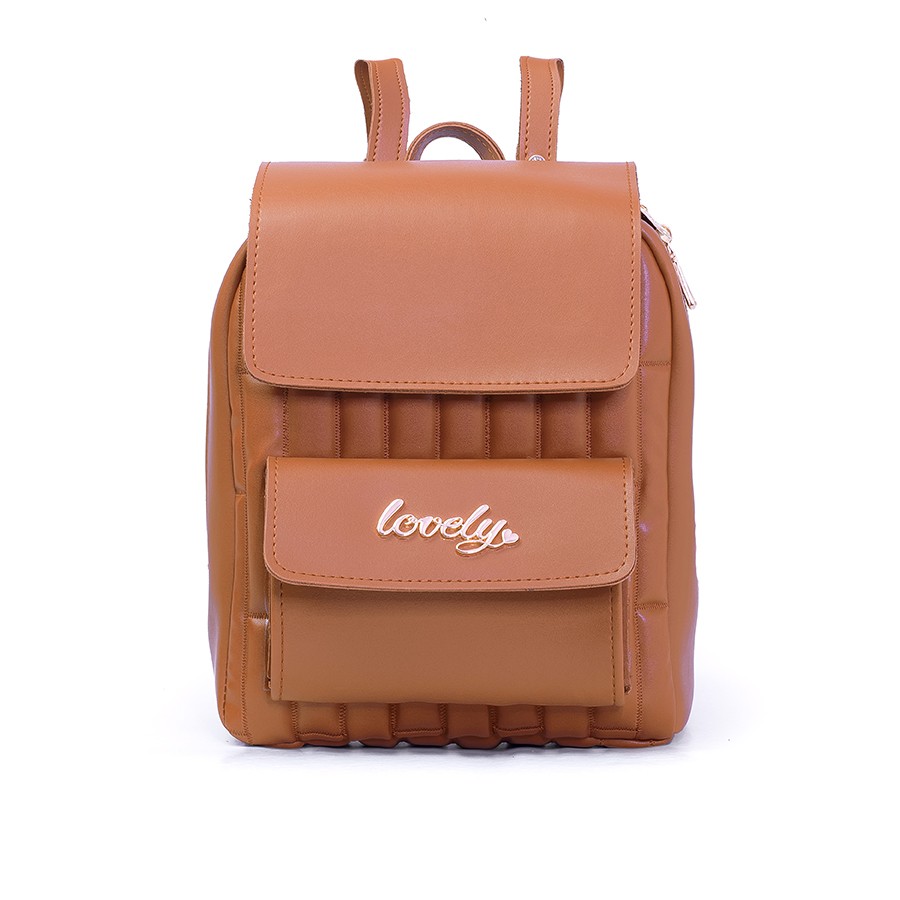 Lovely Bag Bruna - Svijetlo Smeđi Ruksak, Zlatni Metal