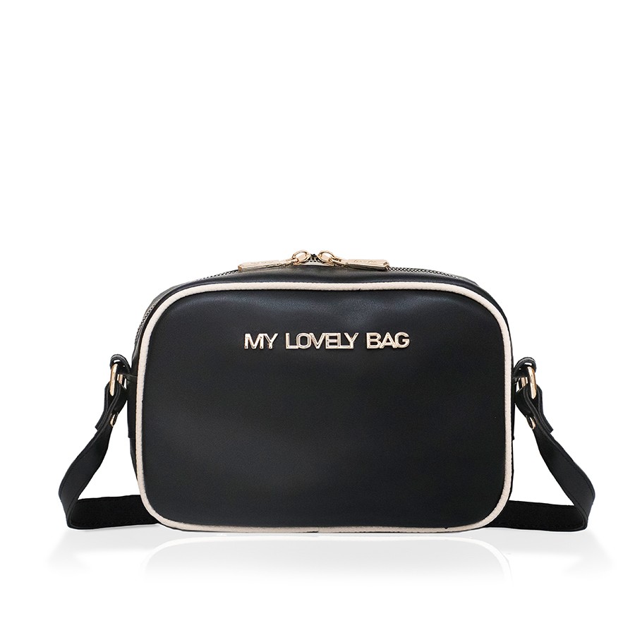 Lovely Bag Brittany - Crno/Bež Torba, Zlatni Metal