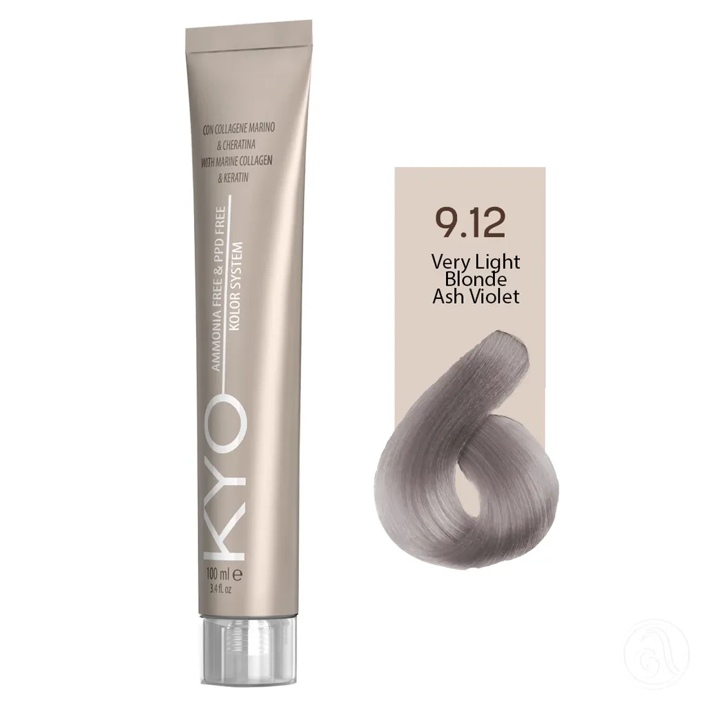 KYO Farba za kosu bez amonije, 100ML, 9.12 Veoma svetloplava pepeljasto ljubičasta
