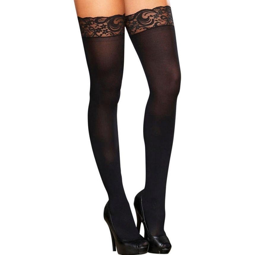 Hustler Ženske lace top čarape, Crne