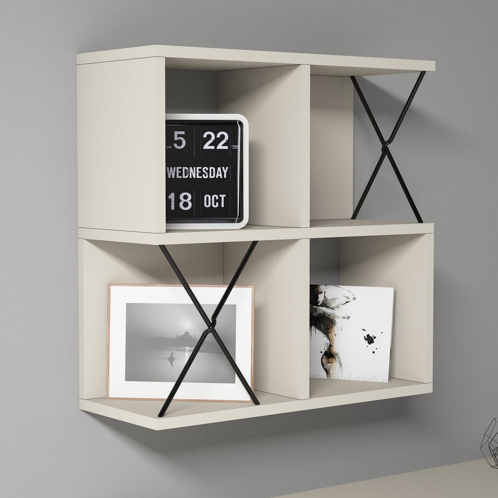 Hanah Home Zidna polica Extra, 60x60x24 cm, Krem