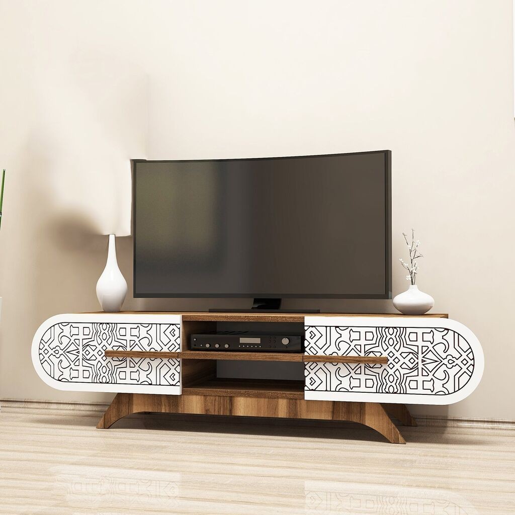 Hanah Home TV komoda Defne, 145x37x37 cm, Orah-bijela