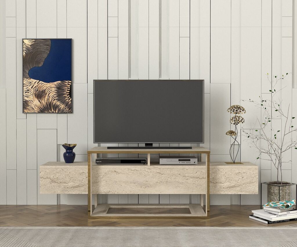 Hanah Home TV ormarić Bianco, 160x49,8x46,1 cm, Krem