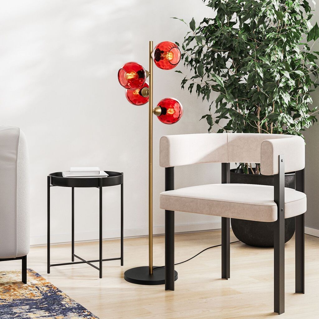 Opviq Podna lampa Benek-15-14541, 36x36x135 cm, IP20, Zlatno-crvena boja