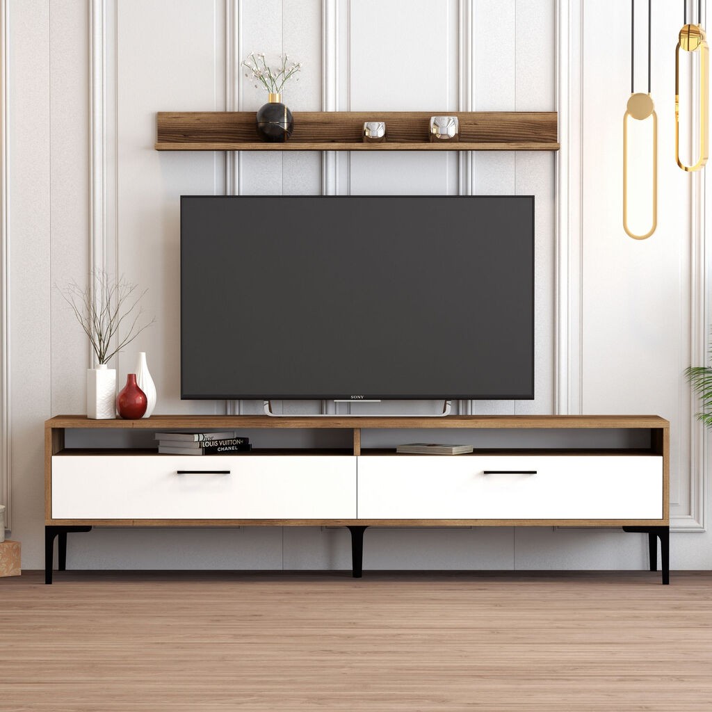 Hanah Home TV komoda s policama Istanbul, 180 cm, Orah-bijela