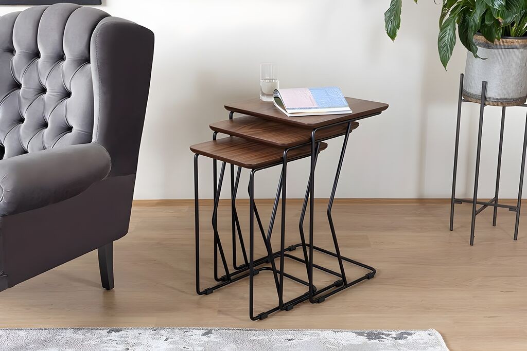 Hanah Home Ren set stolića za kavu, 3 dijela, orah