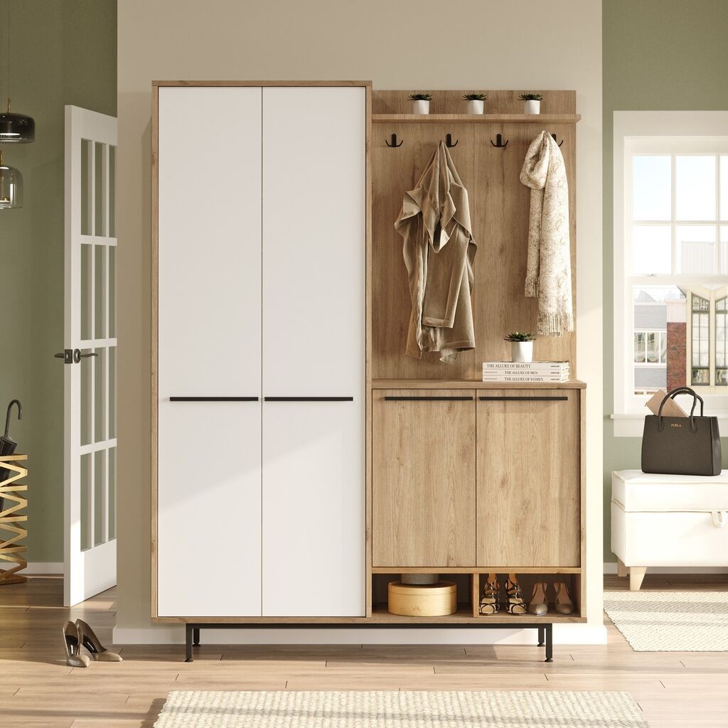 Hanah Home Set za hodnik OS1-SW, 147,4x35,5x195,6 cm, Bijela