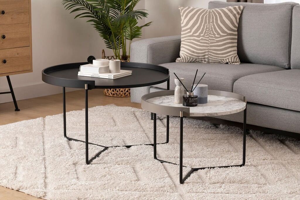 Hanah Home Mandy set klub stolića, 2 dijela, 80x51x80, 60x41x60 cm, antracit