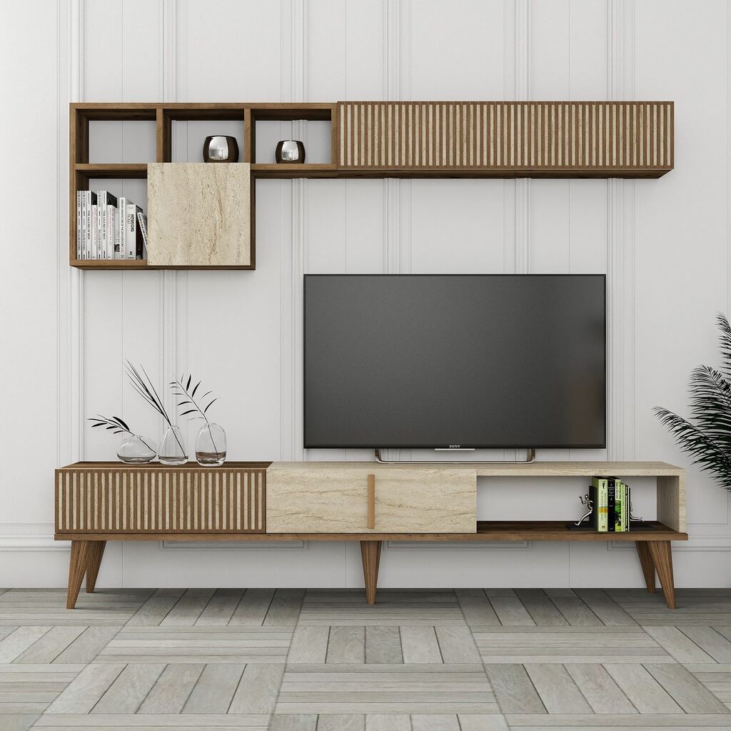 Hanah Home TV ormarić s policama Milan, 180 cm, krem